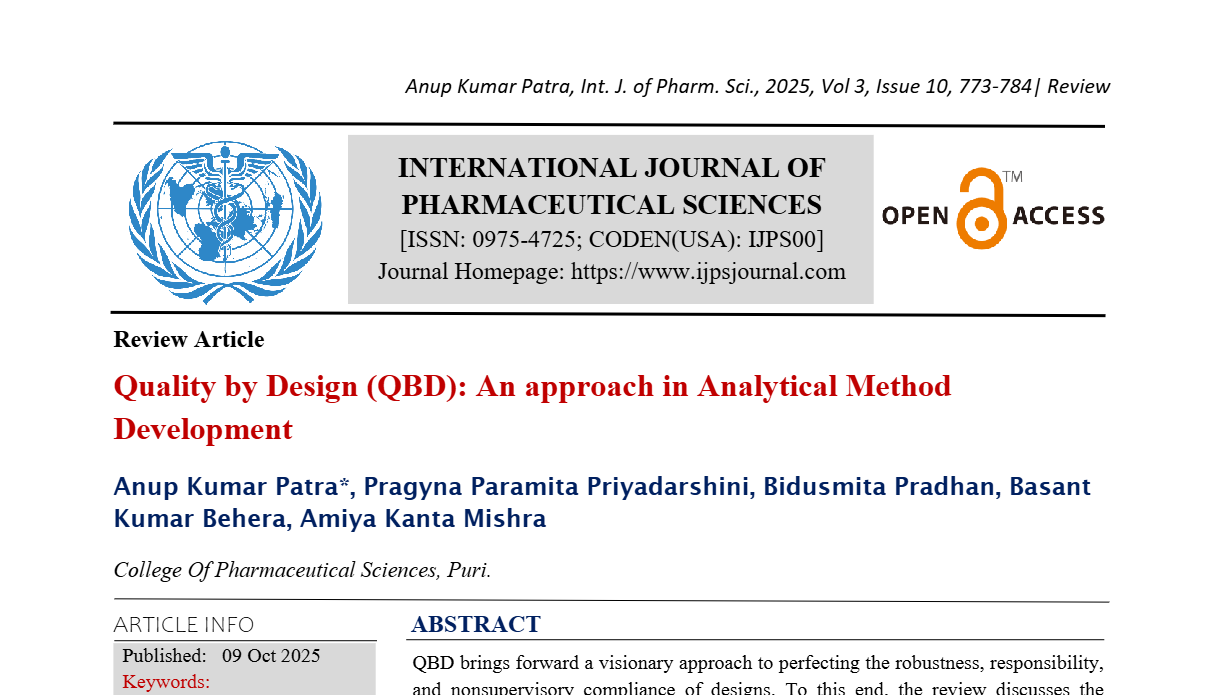 Quality by Design (QBD): An approach in Analytical Method Development