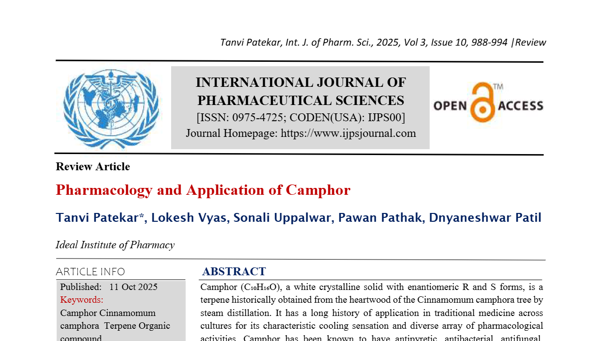 Pharmacology and Application of Camphor