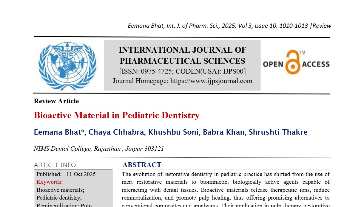 Bioactive Material in Pediatric Dentistry