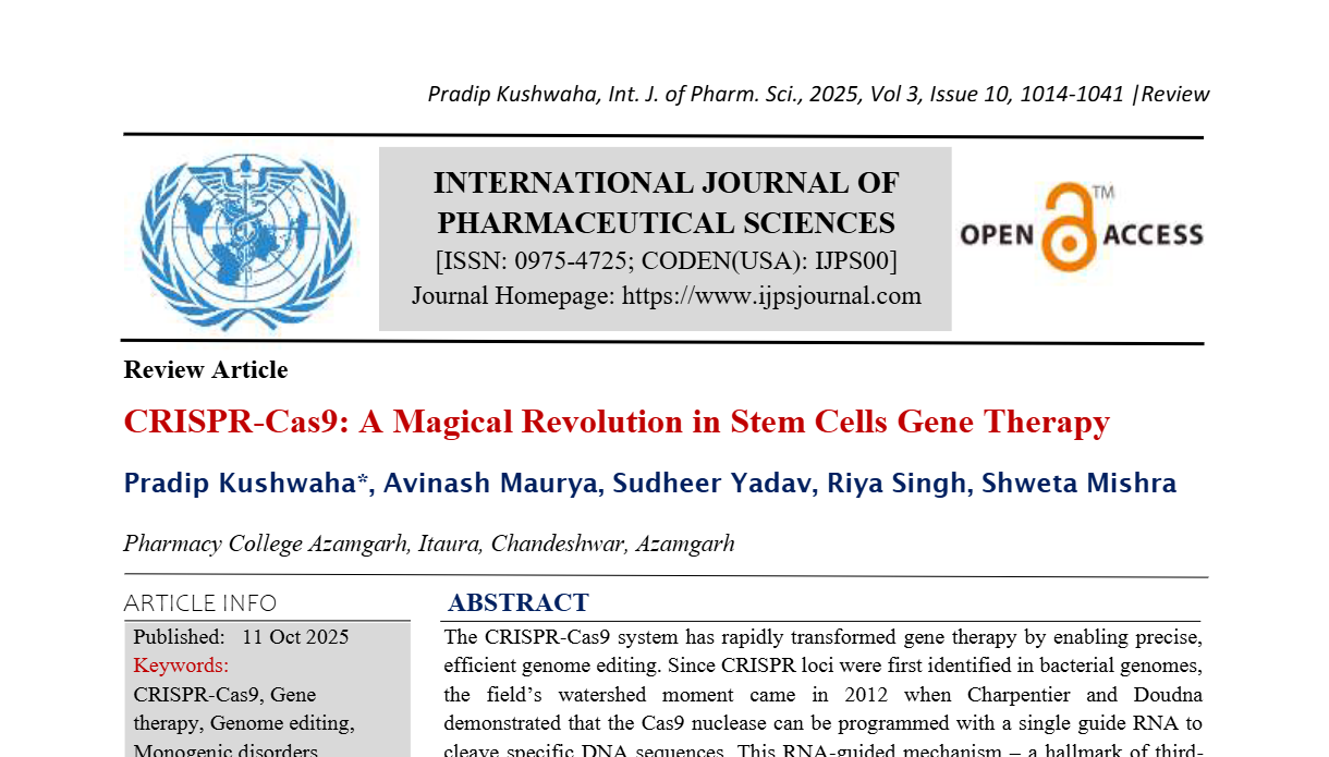 CRISPR-Cas9: A Magical Revolution in Stem Cells Gene Therapy