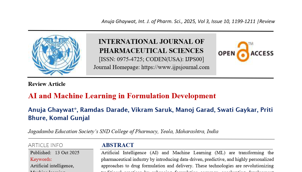 AI and Machine Learning in Formulation Development