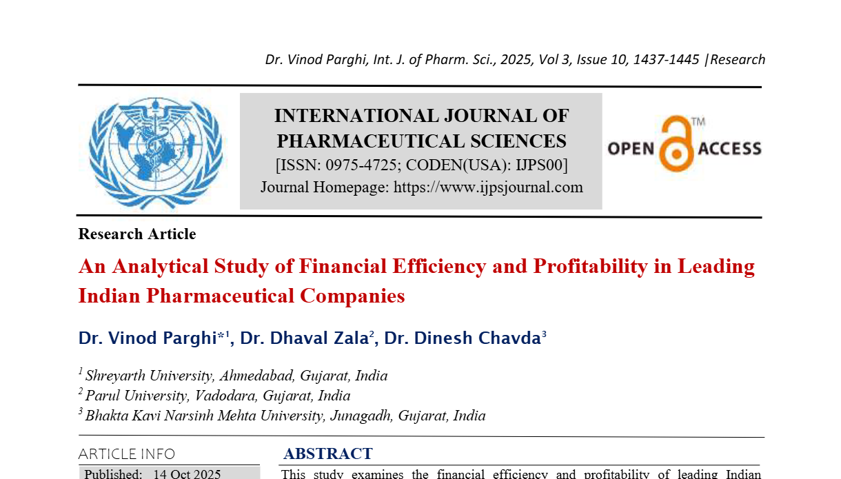 An Analytical Study of Financial Efficiency and Profitability in Leading Indian Pharmaceutical Companies