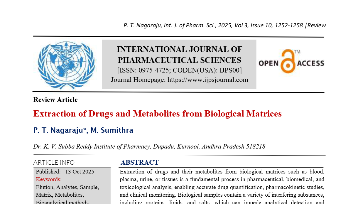 Extraction of Drugs and Metabolites from Biological Matrices