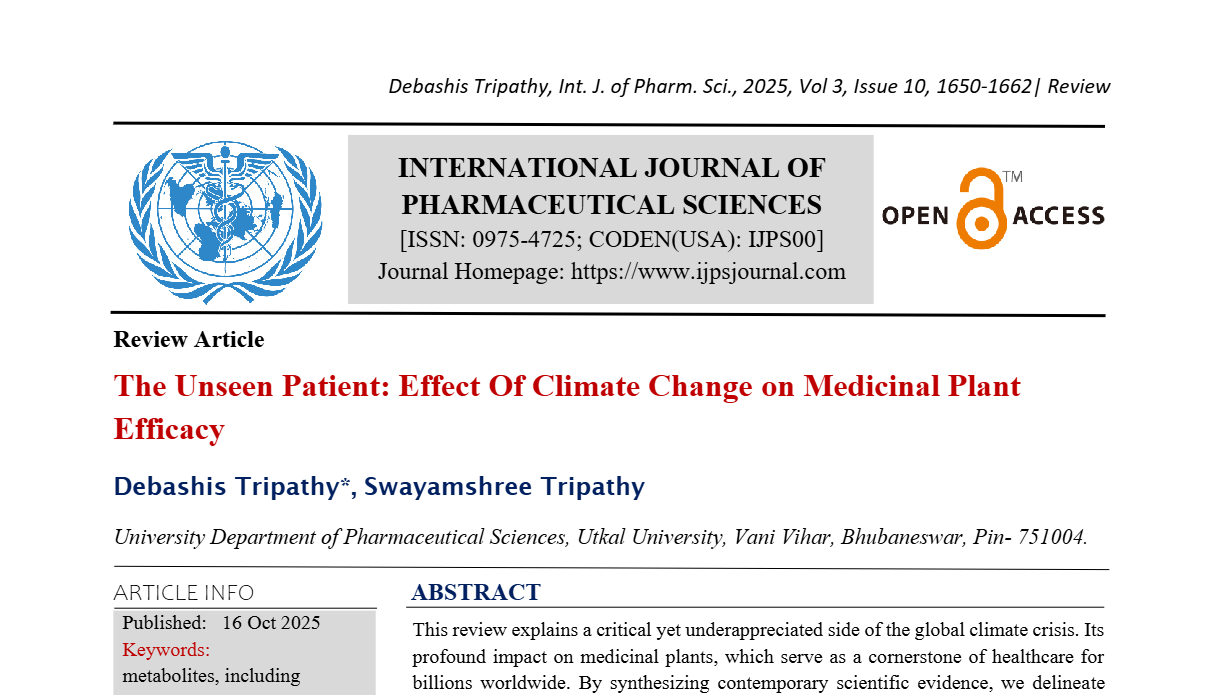 The Unseen Patient: Effect Of Climate Change on Medicinal Plant Efficacy