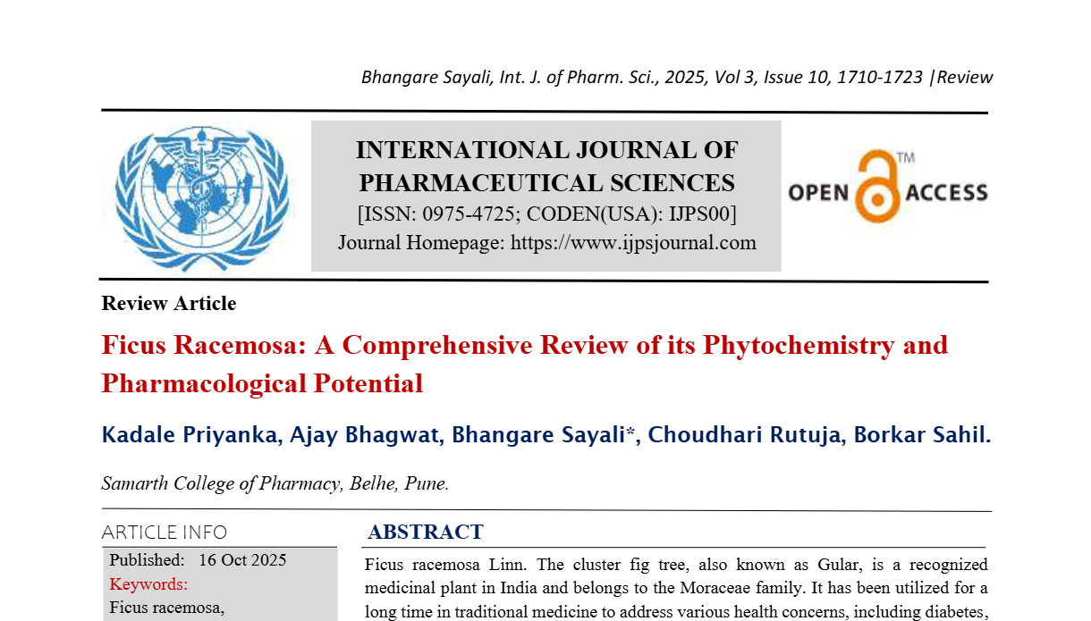 Ficus Racemosa: A Comprehensive Review of its Phytochemistry and Pharmacological Potential