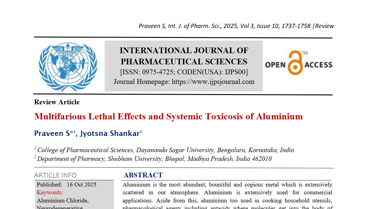 Multifarious Lethal Effects and Systemic Toxicosis of Aluminium