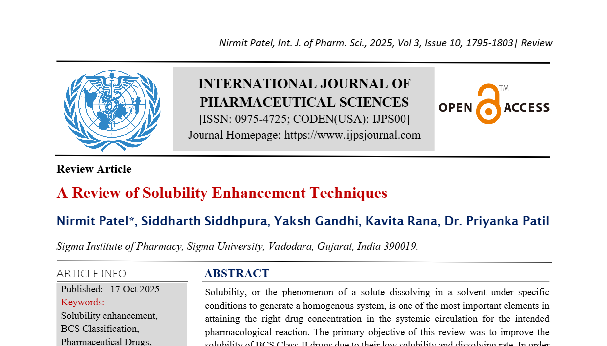 A Review of Solubility Enhancement Techniques