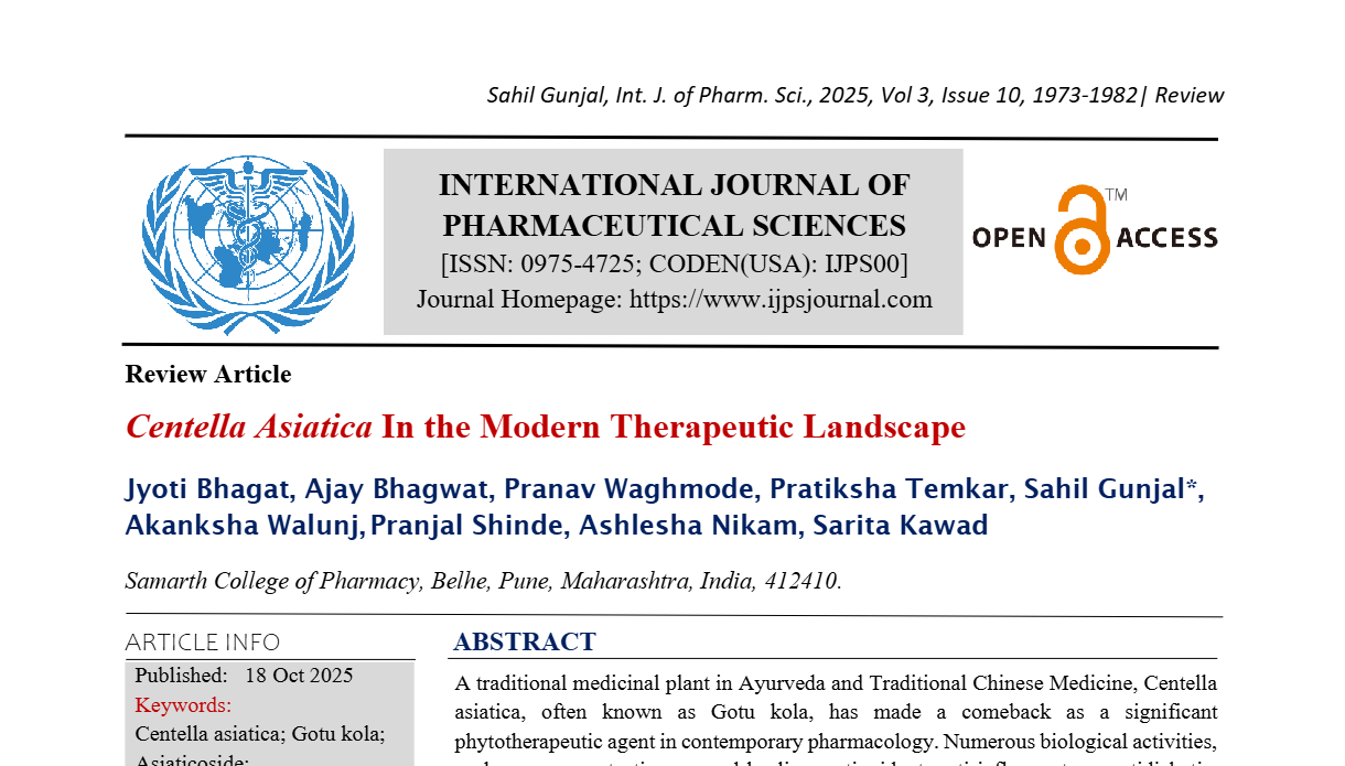 Centella Asiatica In the Modern Therapeutic Landscape