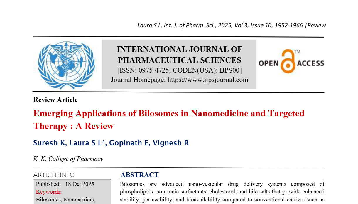 Emerging Applications of Bilosomes in Nanomedicine and Targeted Therapy : A Review