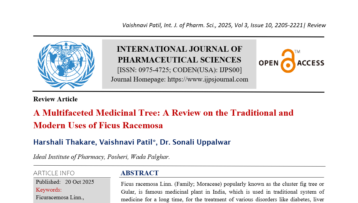 A Multifaceted Medicinal Tree: A Review on the Traditional and Modern Uses of Ficus Racemosa
