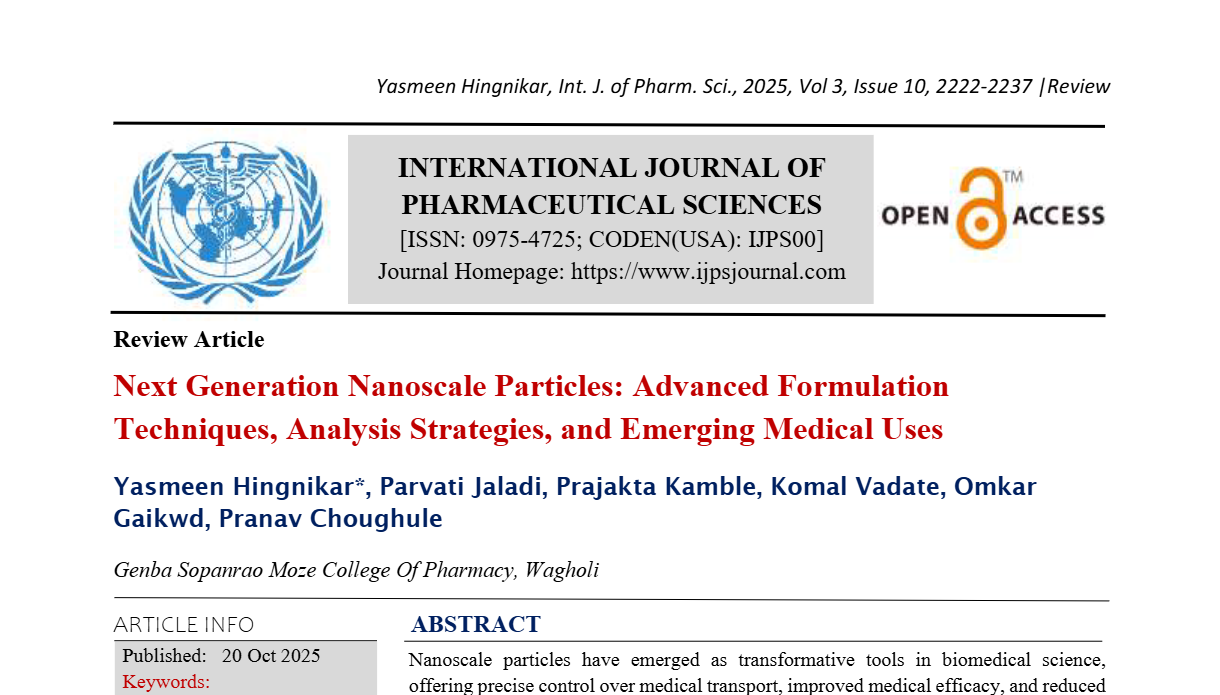 Next Generation Nanoscale Particles: Advanced Formulation Techniques, Analysis Strategies, and Emerging Medical Uses