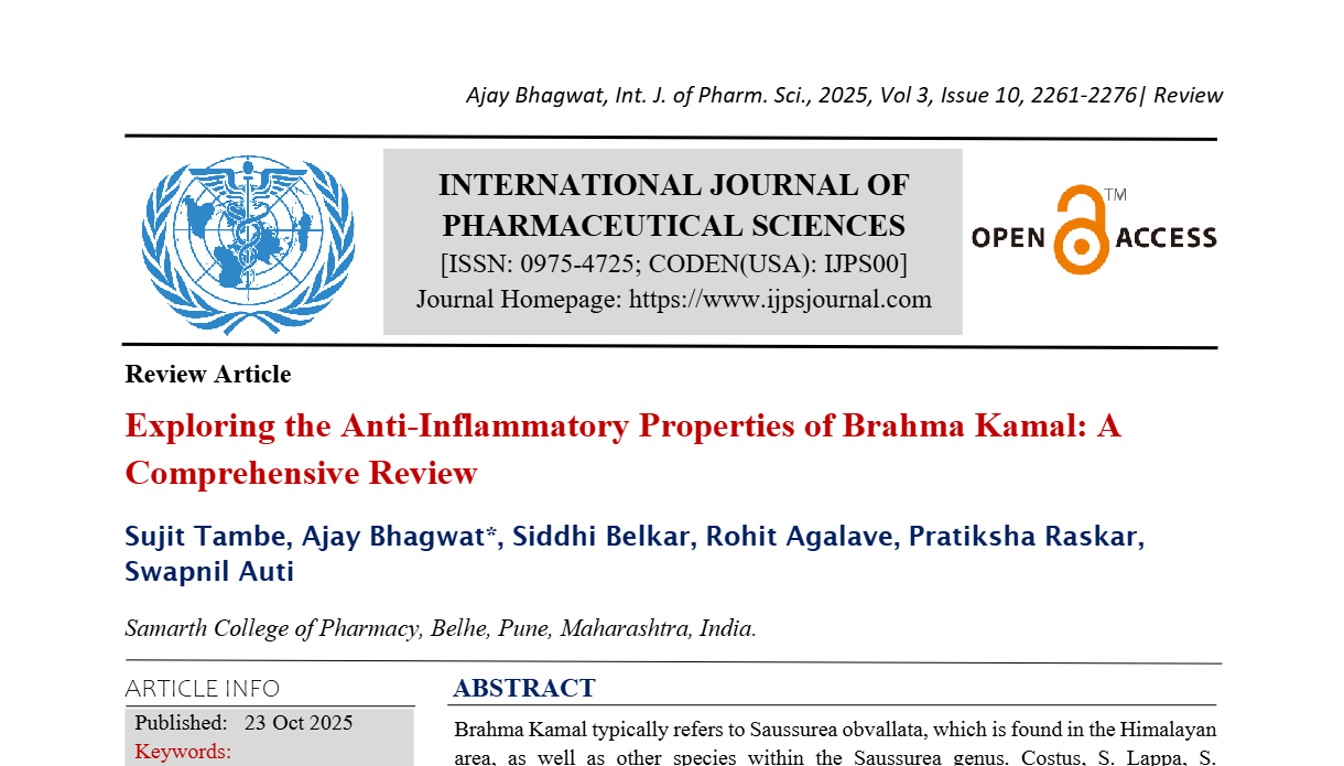 Exploring the Anti-Inflammatory Properties of Brahma Kamal: A Comprehensive Review