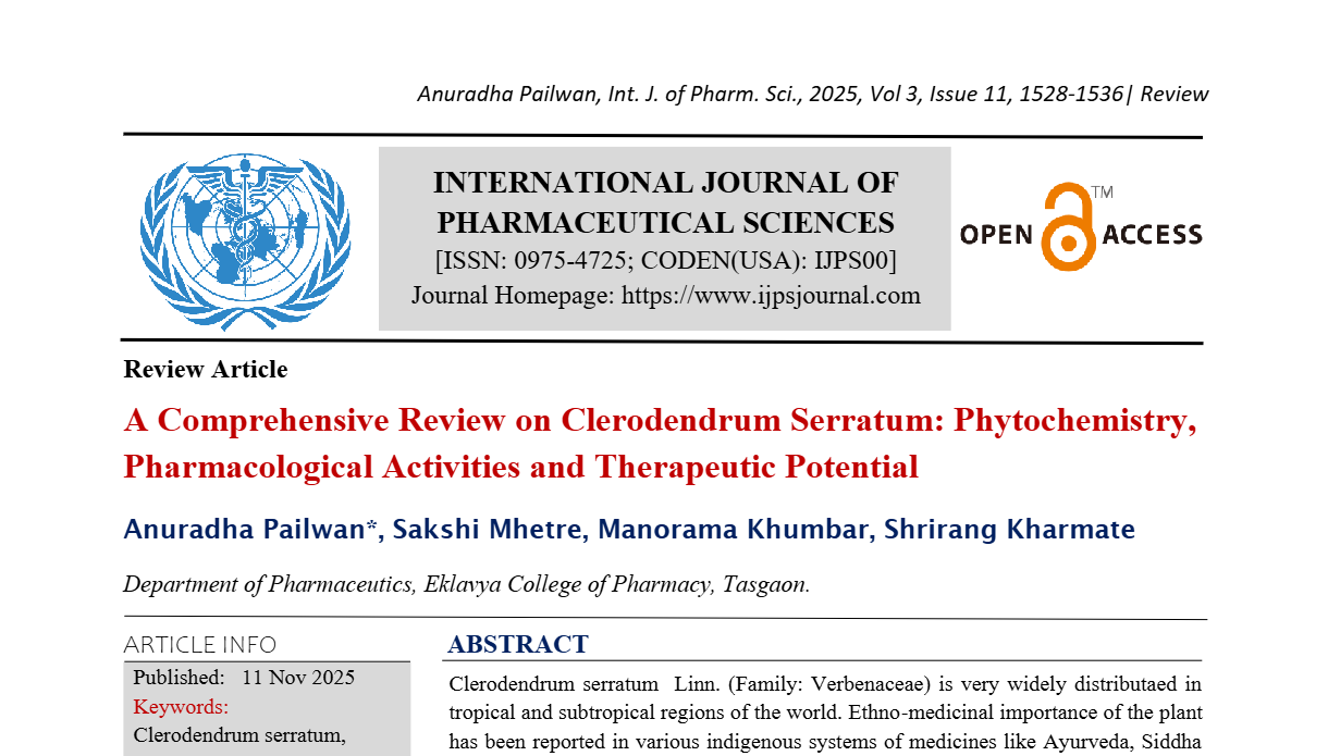 A Comprehensive Review on Clerodendrum Serratum: Phytochemistry, Pharmacological Activities and Therapeutic Potential