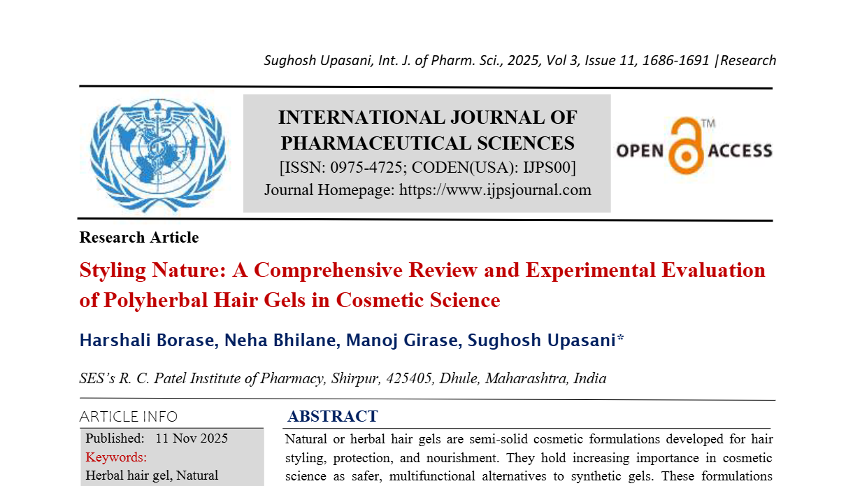 Styling Nature: A Comprehensive Review and Experimental Evaluation of Polyherbal Hair Gels in Cosmetic Science  