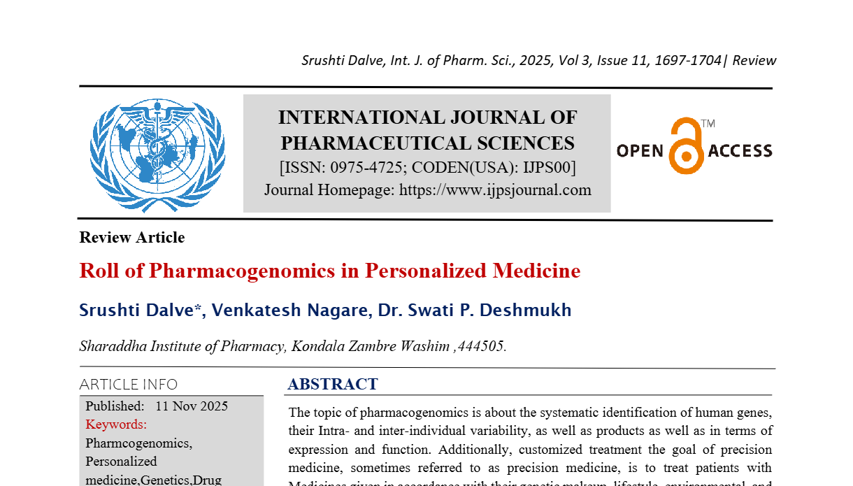 Roll of Pharmacogenomics in Personalized Medicine