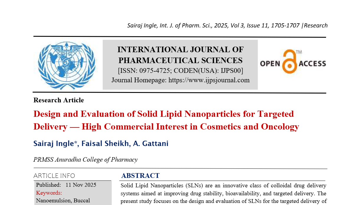 Design and Evaluation of Solid Lipid Nanoparticles for Targeted Delivery — High Commercial Interest in Cosmetics and Oncology  