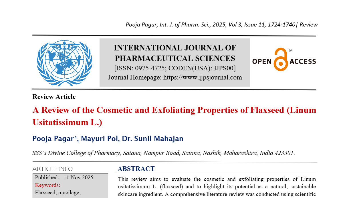 A Review of the Cosmetic and Exfoliating Properties of Flaxseed (Linum Usitatissimum L.)