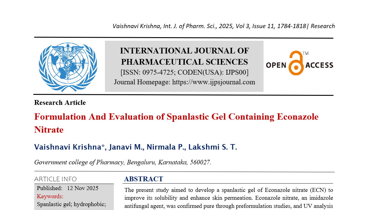 Formulation And Evaluation of Spanlastic Gel Containing Econazole Nitrate
