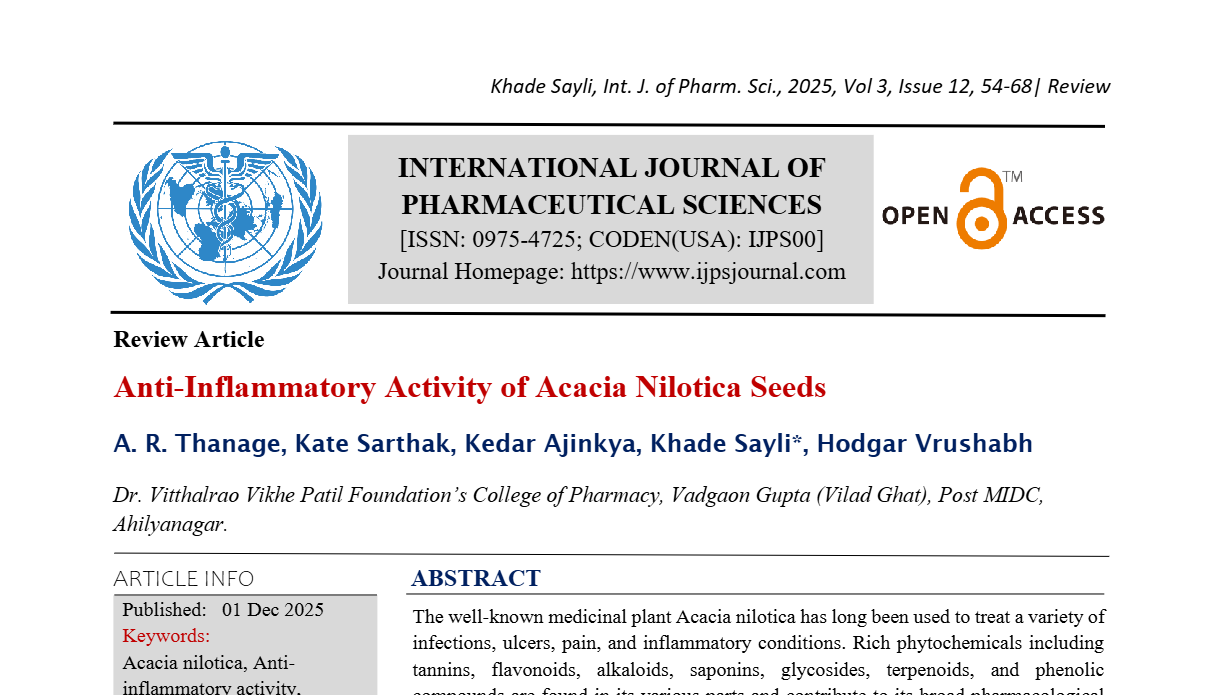 Anti-Inflammatory Activity of Acacia Nilotica Seeds