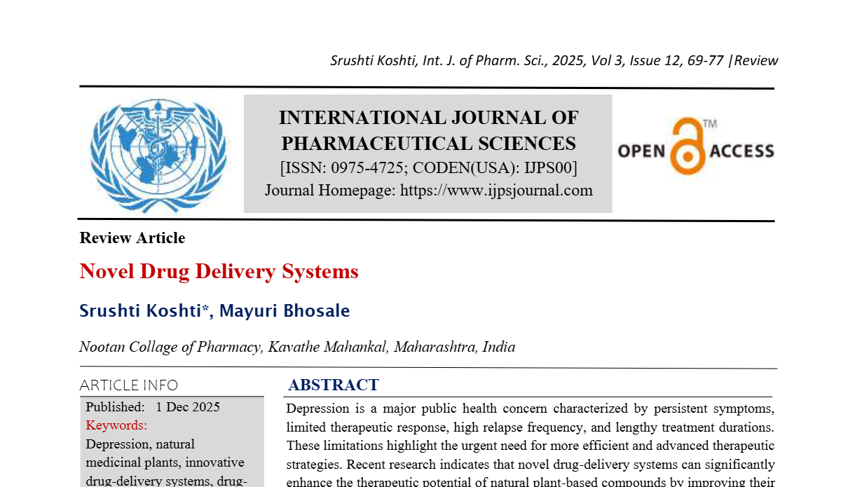Novel Drug Delivery Systems