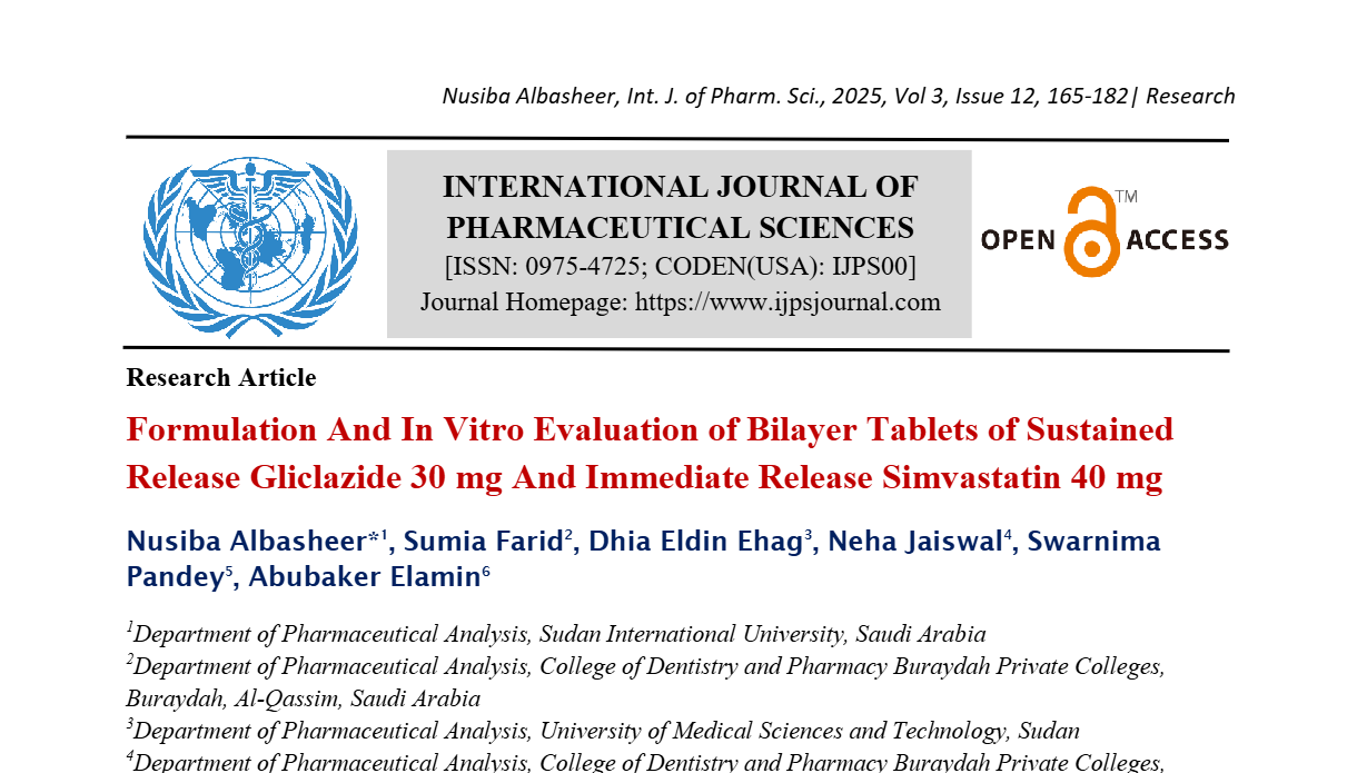 Formulation And In Vitro Evaluation Of Bilayer Tablets Of Sustained Release Gliclazide 30 mg And Immediate Release Simvastatin 40 mg