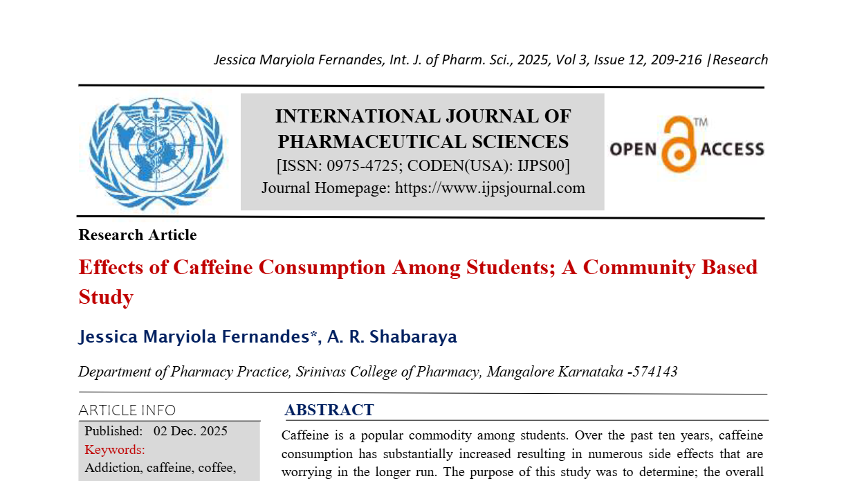 Effects of Caffeine Consumption Among Students; A Community Based Study 