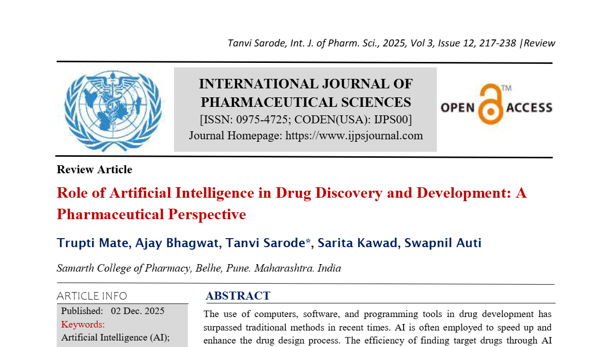 Role of Artificial Intelligence in Drug Discovery and Development: A Pharmaceutical Perspective 
