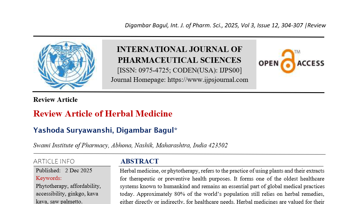 Review Article of Herbal Medicine