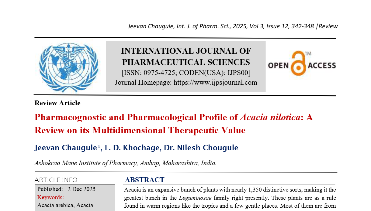 Pharmacognostic and Pharmacological Profile of Acacia nilotica: A Review on its Multidimensional Therapeutic Value