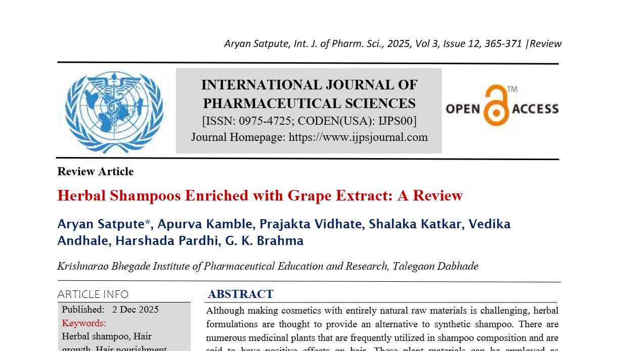 Herbal Shampoos Enriched with Grape Extract: A Review