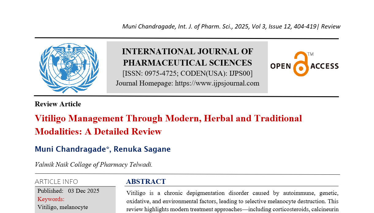 Vitiligo Management Through Modern, Herbal and Traditional Modalities: A Detailed Review