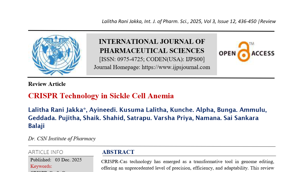 CRISPR Technology in Sickle Cell Anemia 