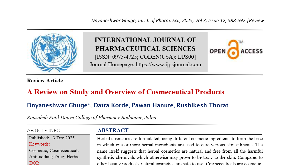A Review on Study and Overview of Cosmeceutical Products