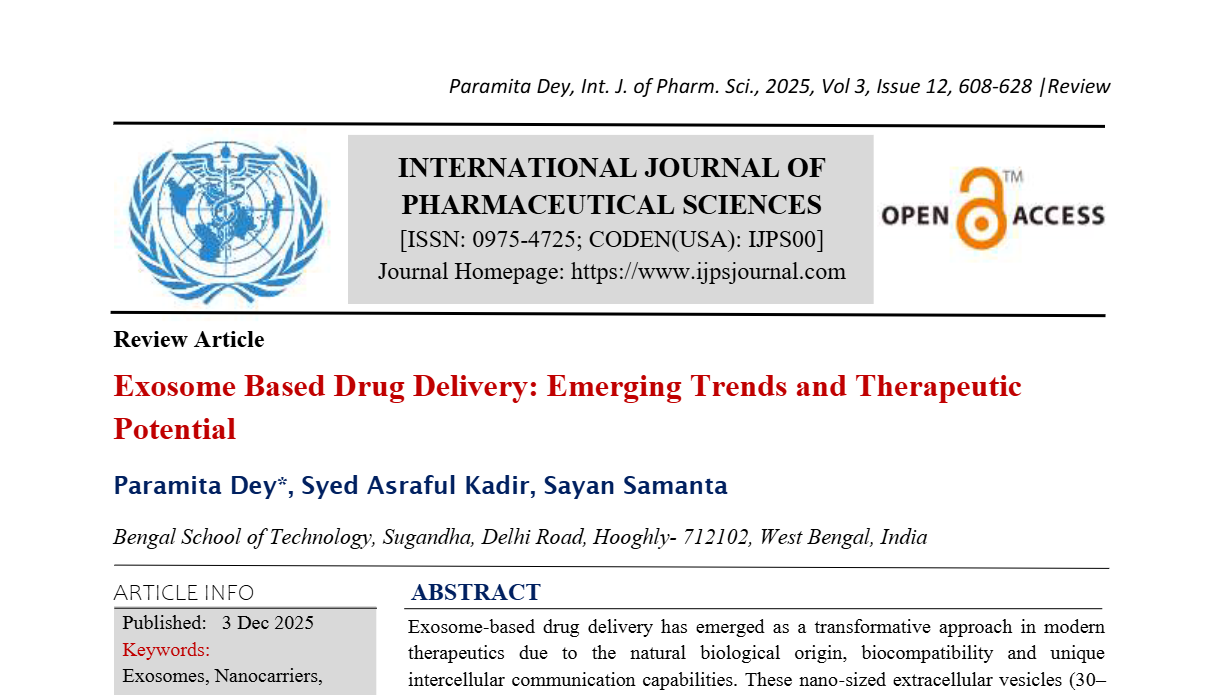 Exosome Based Drug Delivery: Emerging Trends and Therapeutic Potential