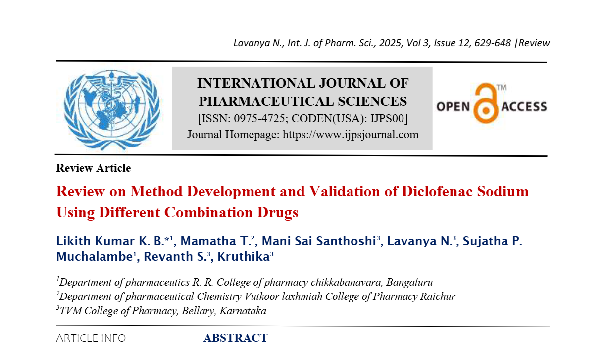 Review on Method Development and Validation of Diclofenac Sodium Using Different Combination Drugs 