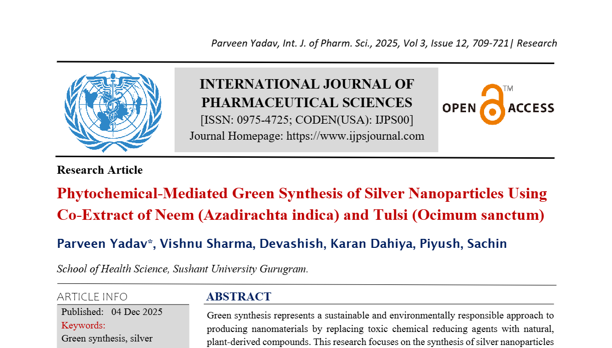 Phytochemical-Mediated Green Synthesis of Silver Nanoparticles Using Co-Extract of Neem (Azadirachta indica) and Tulsi (Ocimum sanctum)