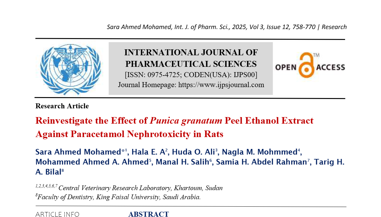 Reinvestigate the Effect of Punica granatum Peel Ethanol Extract Against Paracetamol Nephrotoxicity in Rats