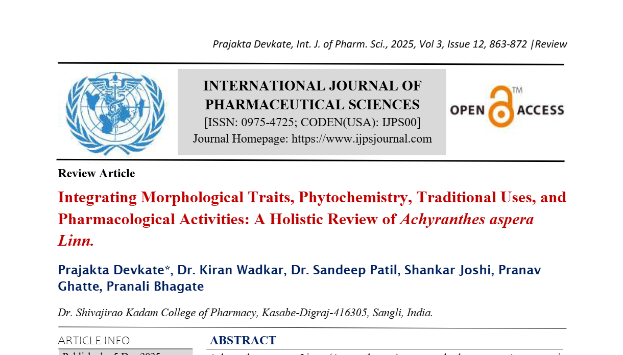 Integrating Morphological Traits, Phytochemistry, Traditional Uses, and Pharmacological Activities: A Holistic Review of Achyranthes aspera Linn.