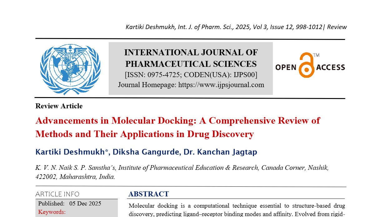 Advancements in Molecular Docking: A Comprehensive Review of Methods and Their Applications in Drug Discovery