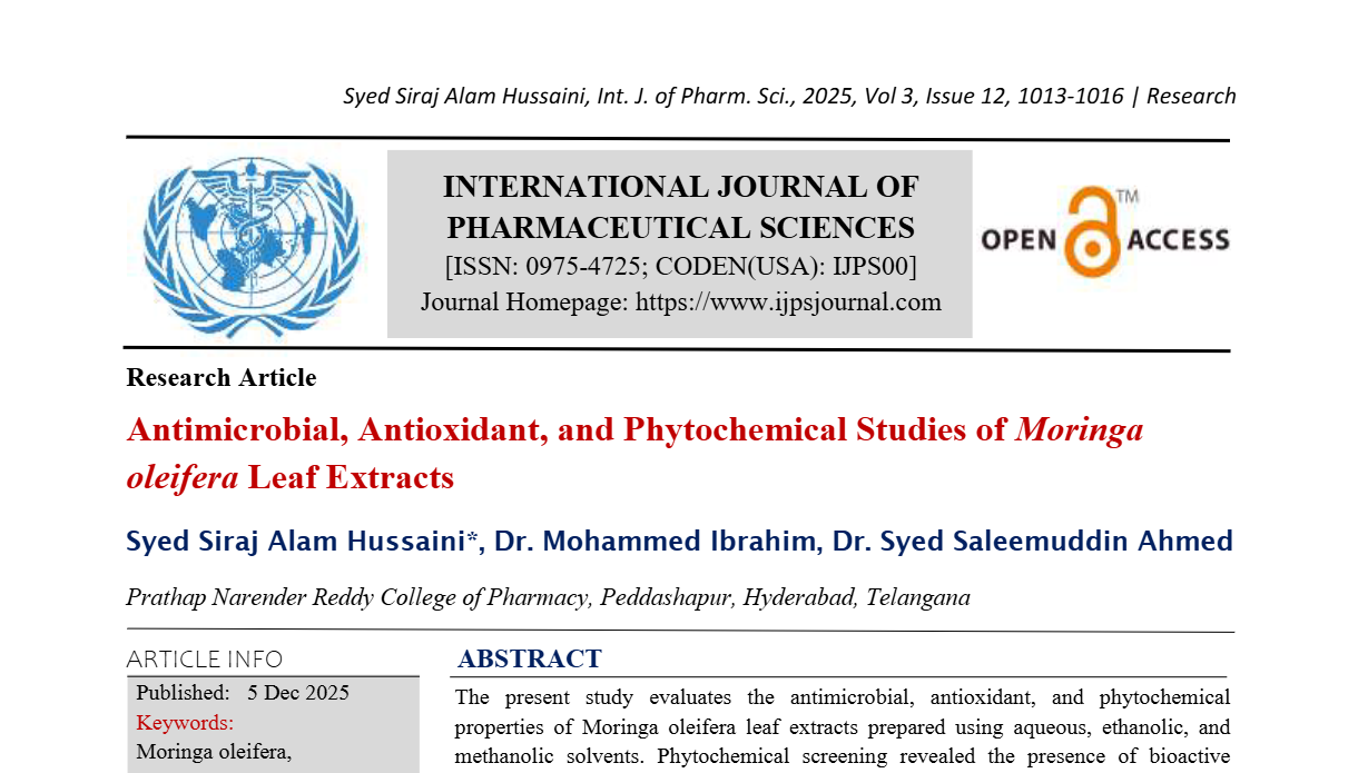 Antimicrobial, Antioxidant, and Phytochemical Studies of Moringa oleifera Leaf Extracts
