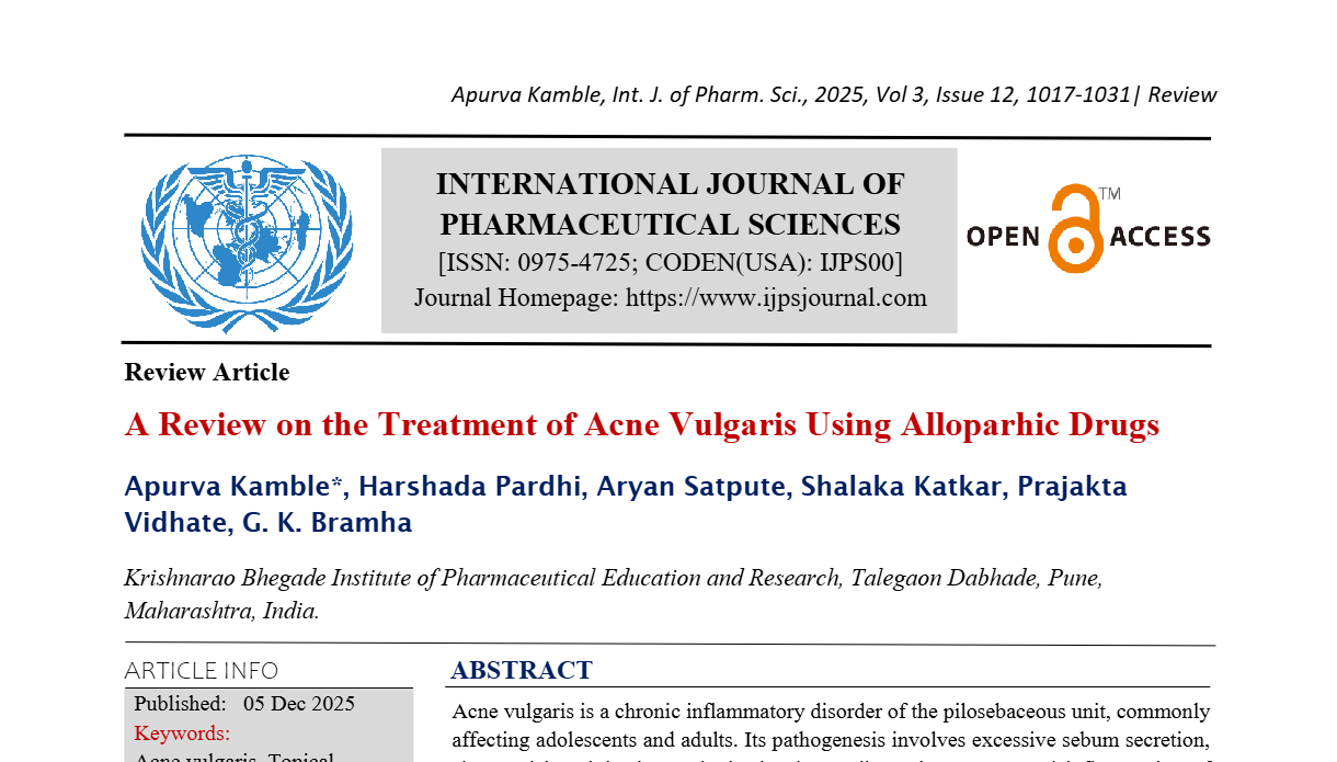 A Review on the Treatment of Acne Vulgaris Using Alloparhic Drugs