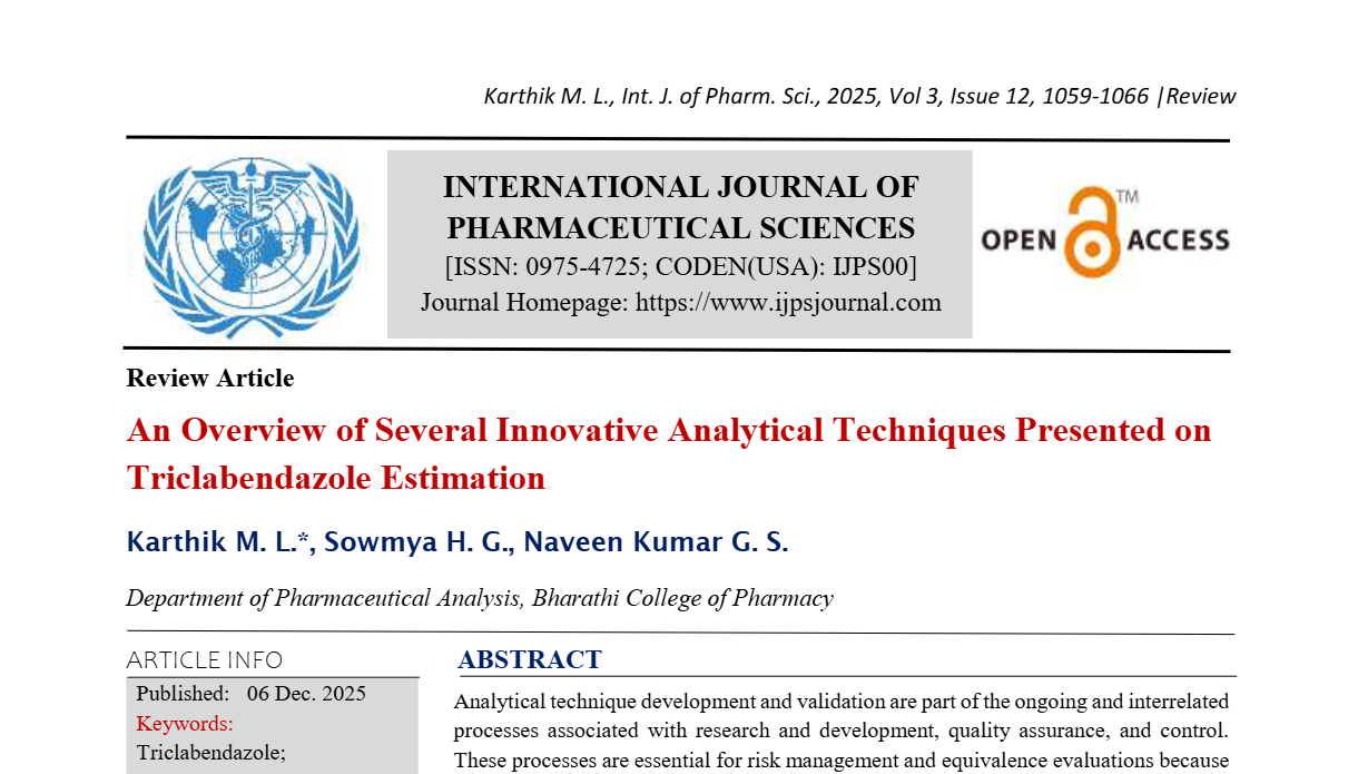 An Overview of Several Innovative Analytical Techniques Presented on Triclabendazole Estimation 