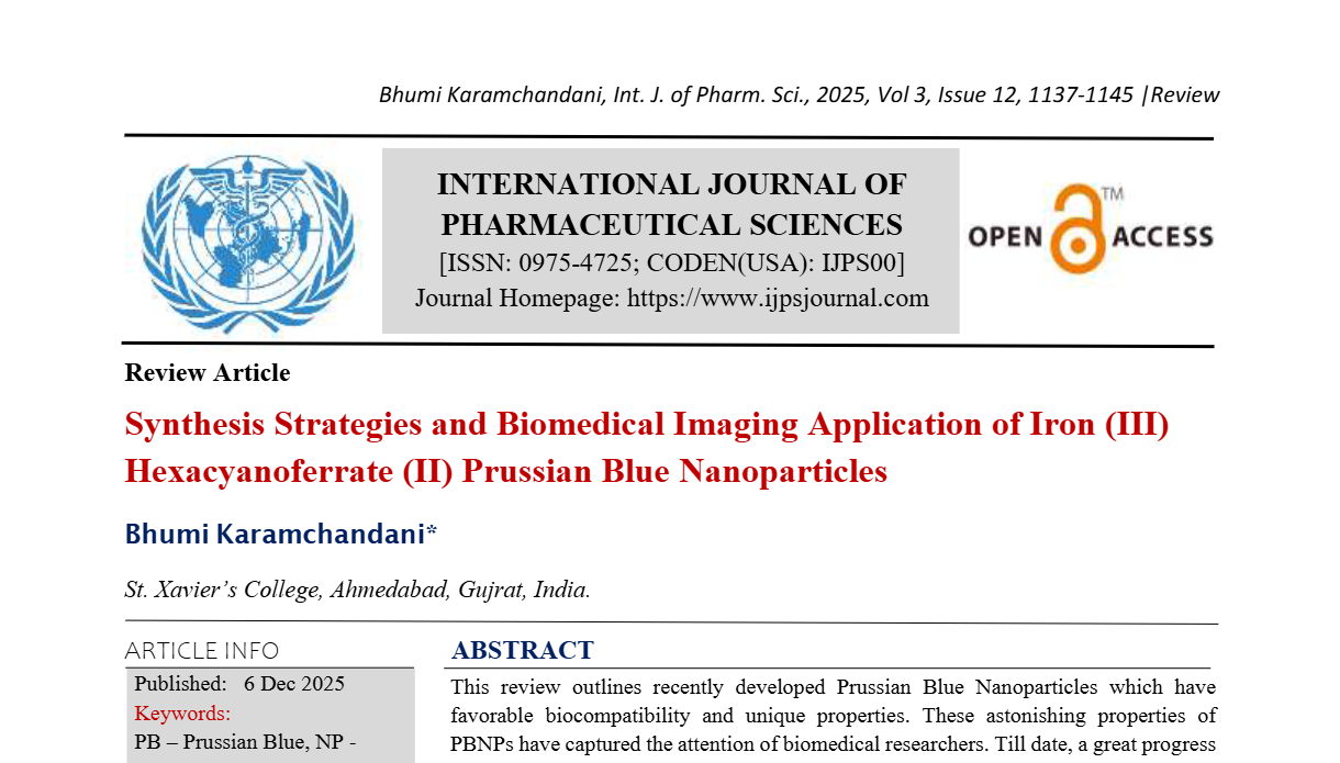 Synthesis Strategies and Biomedical Imaging Application of Iron (III) Hexacyanoferrate (II) Prussian Blue Nanoparticles