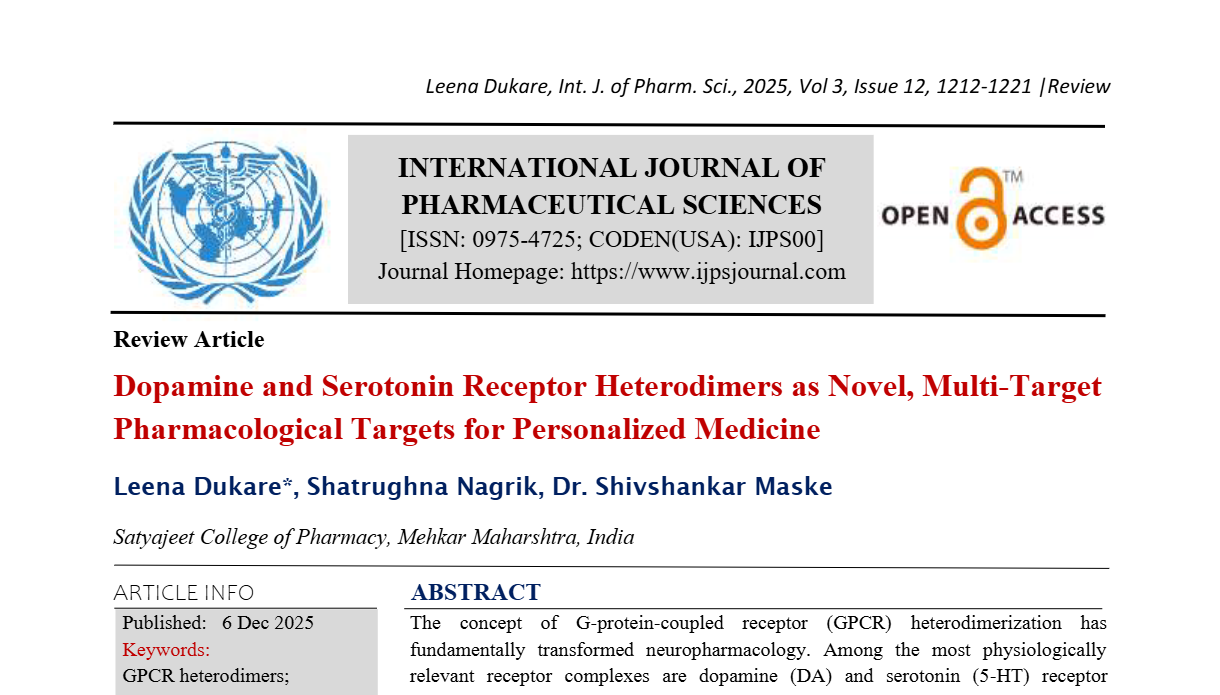 Dopamine and Serotonin Receptor Heterodimers as Novel, Multi-Target Pharmacological Targets for Personalized Medicine