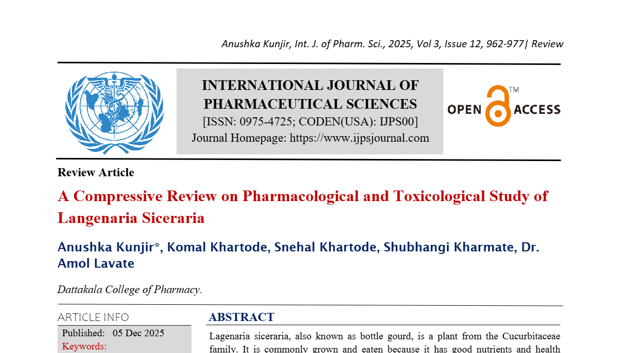 A Compressive Review on Pharmacological and Toxicological Study of Langenaria Siceraria