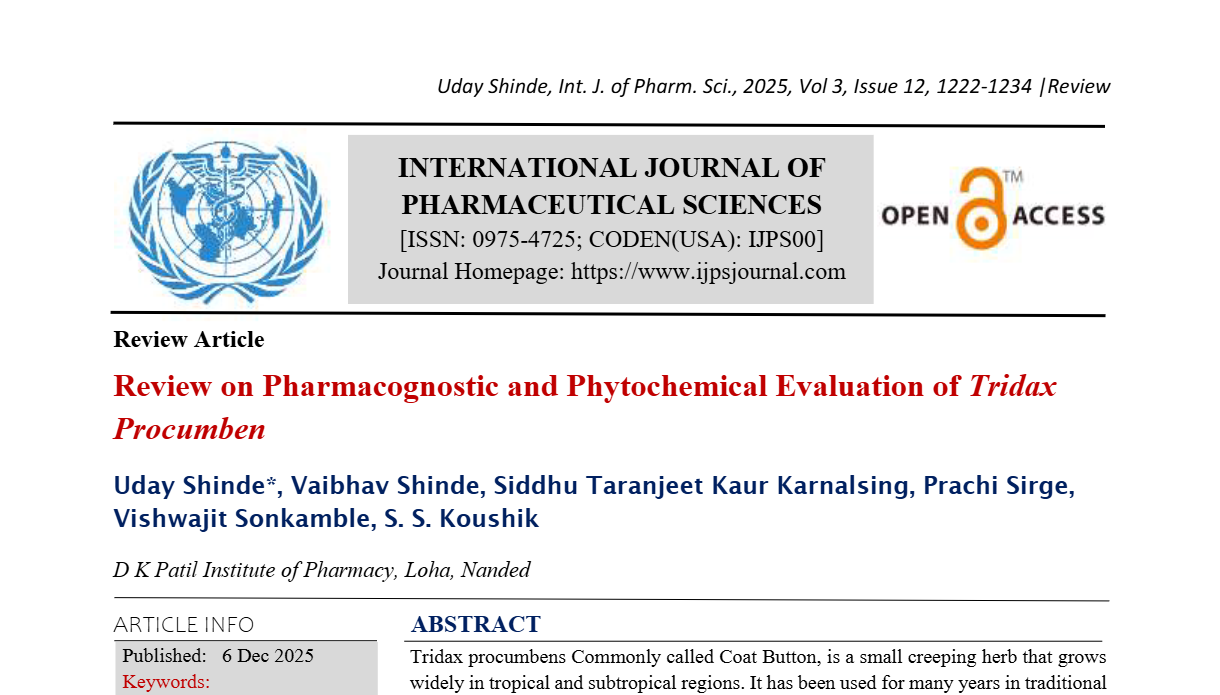 Review on Pharmacognostic and Phytochemical Evaluation of Tridax Procumben