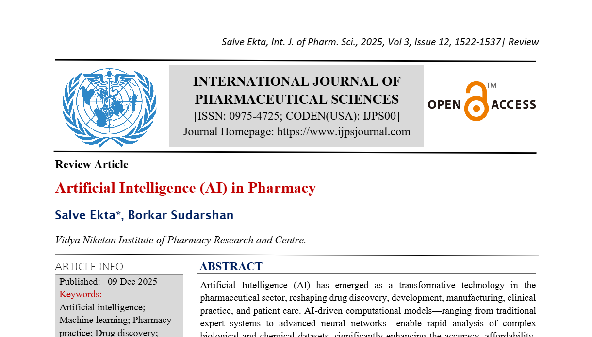 Artificial Intelligence (AI) in Pharmacy