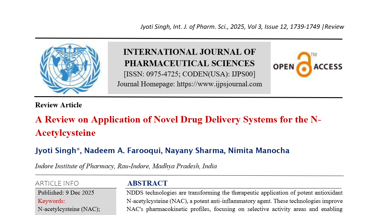 A Review on Application of Novel Drug Delivery Systems for the N-Acetylcysteine