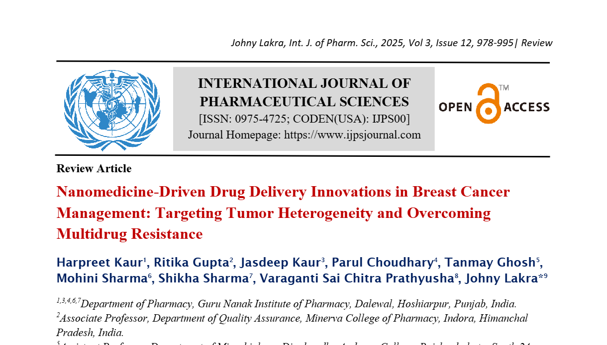 Nanomedicine-Driven Drug Delivery Innovations in Breast Cancer Management: Targeting Tumor Heterogeneity and Overcoming Multidrug Resistance