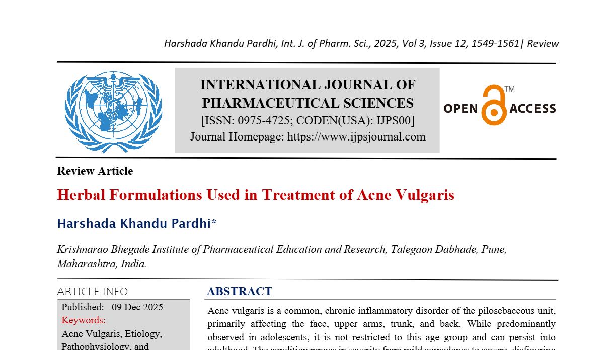 Herbal Formulations Used in Treatment of Acne Vulgaris